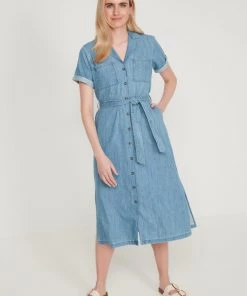 M&Co Blue Denim Midi Dress