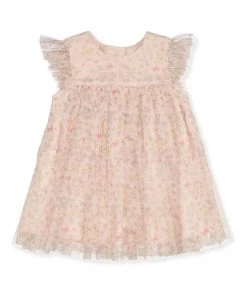M&Co Pink Floral Print Mesh Dress