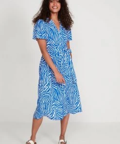M&Co Petite Blue Zebra Shirt Dress