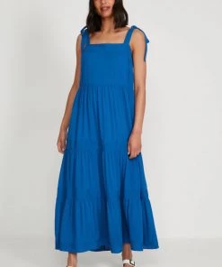 M&Co Blue Cheesecloth Tiered Midi Dress