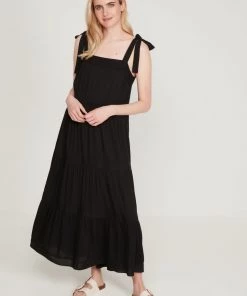 M&Co Black Cheesecloth Tiered Midi Dress