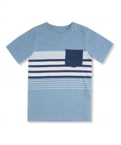 M&Co Blue Stripe T-Shirt With Pocket