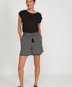 M&Co Black Geo Print Crinkle Shorts
