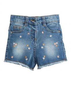 M&Co Blue Embroidered Denim Shorts