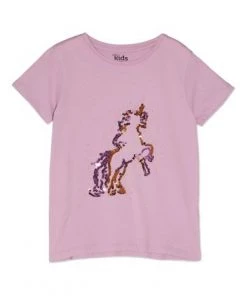 M&Co Purple Sequin Unicorn Short Sleeve T-Shirt -M&Co Sales Shop unnamed file 93